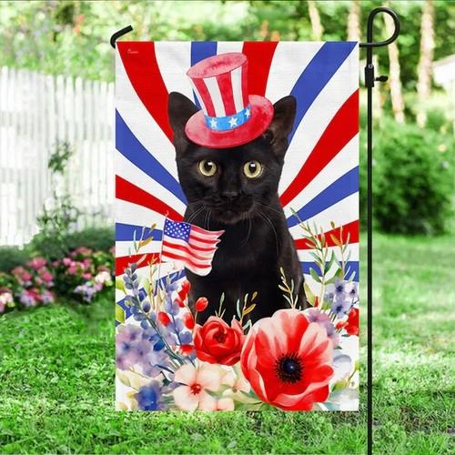 Black Cat owers Happy 4th Of July Garden ag, Freedom Day ag VVL YYX EEZ