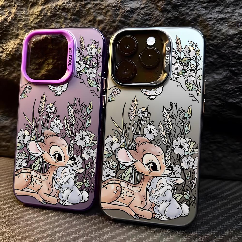 Cute little deer and rabbits Phone case iPhone 15 Pro Max 11 12 13 16 14 Plus Silicone Shockproof Case Lens protector shell