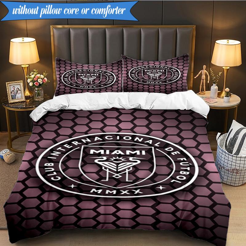 3PCS Club Internacional de Fútbol Miami Soft Bedding Set,Including 1pc Duvet Cover And 2pcs Pillowcases Perfect for Bedroom, Dormitory, Fan gift