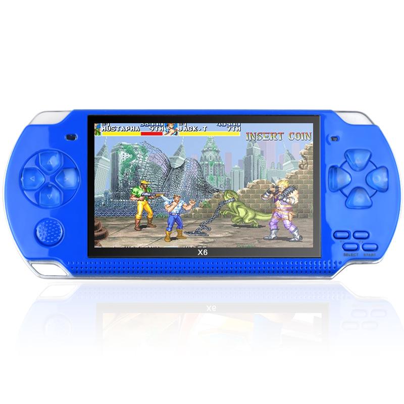 Портативная игровая консоль X6: Цветной экран 4,3", 128-битная аркадная игра, совместима с GBA/FC, идеально подходит для детей.
