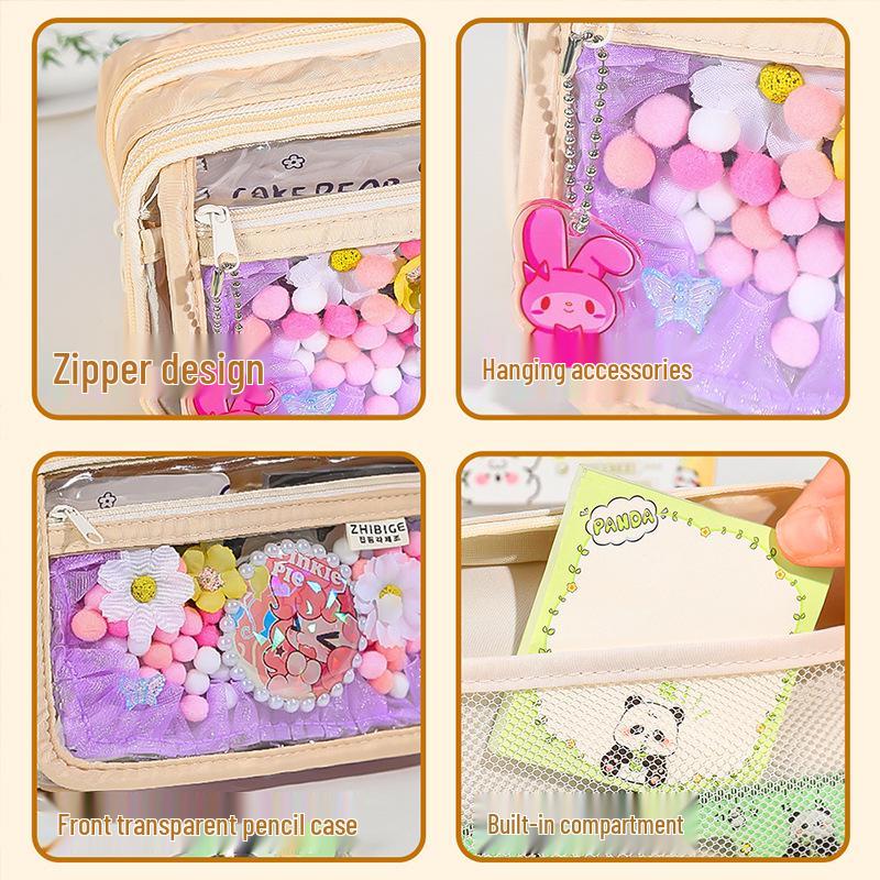 Baji Large Capacity Transparent Pencil Case for Students - 2025 New Arrival