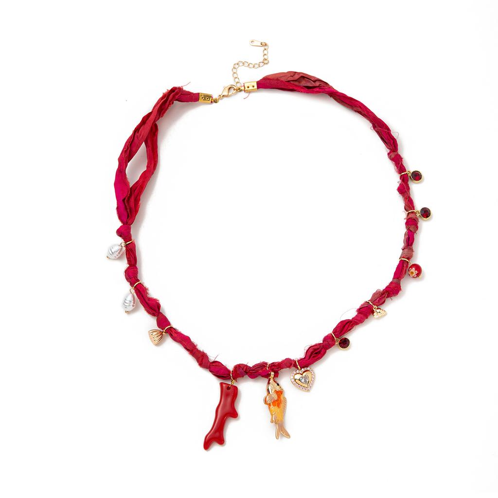 Seaside Vacation Popular Necklace With Rope Sun Starfish Small Fish Diy Necklace Electroplating Color Retention
