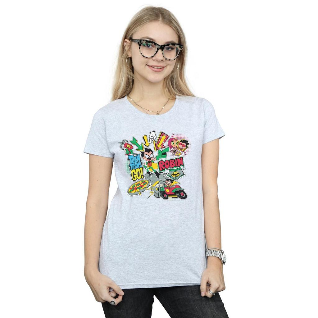 DC Comics Womens/Ladies Teen Titans Go Robin Montage Cotton T-Shirt