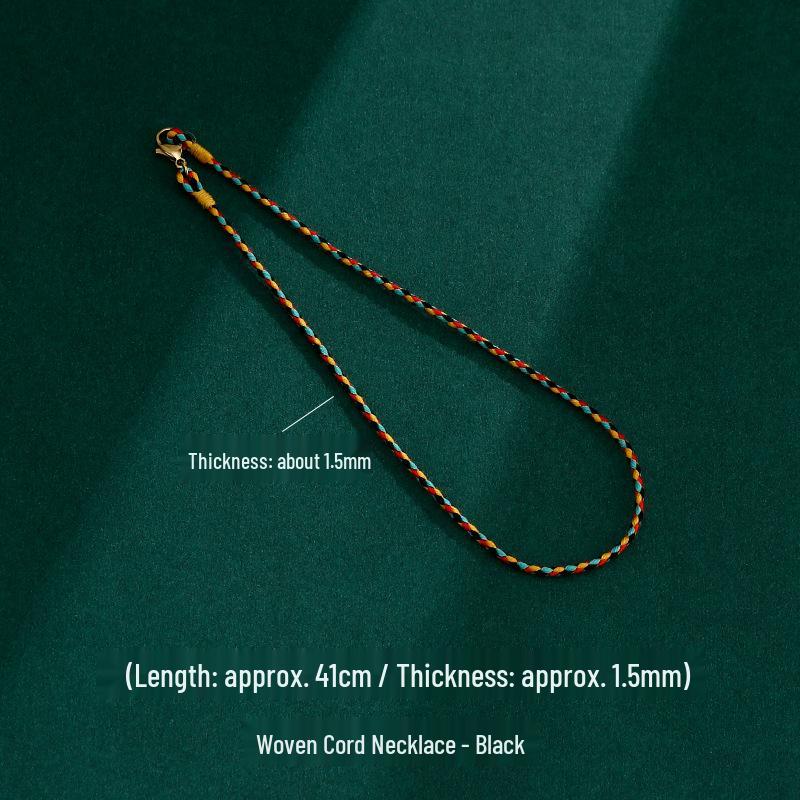 Плетеное колье ручной работы: Красочный мягкий веревочный шнурок и женская ключичная цепочка с подвеской