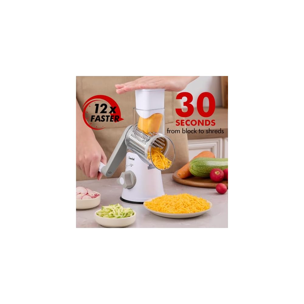 Geedel Slicer Set: Multifunctional Vegetable Slicer with 3 Interchangeable Blades, Radish Grater,