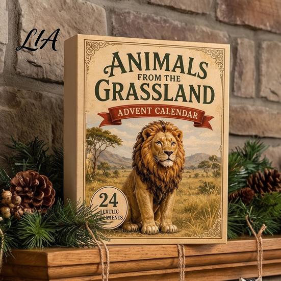 Holiday Box Gifts Animals Advent Calendar 2026, 24-Day Christmas Countdown with 24 Pcs 2D Party Favors Acrylic Wild Animal Pendants, Gift for Family,