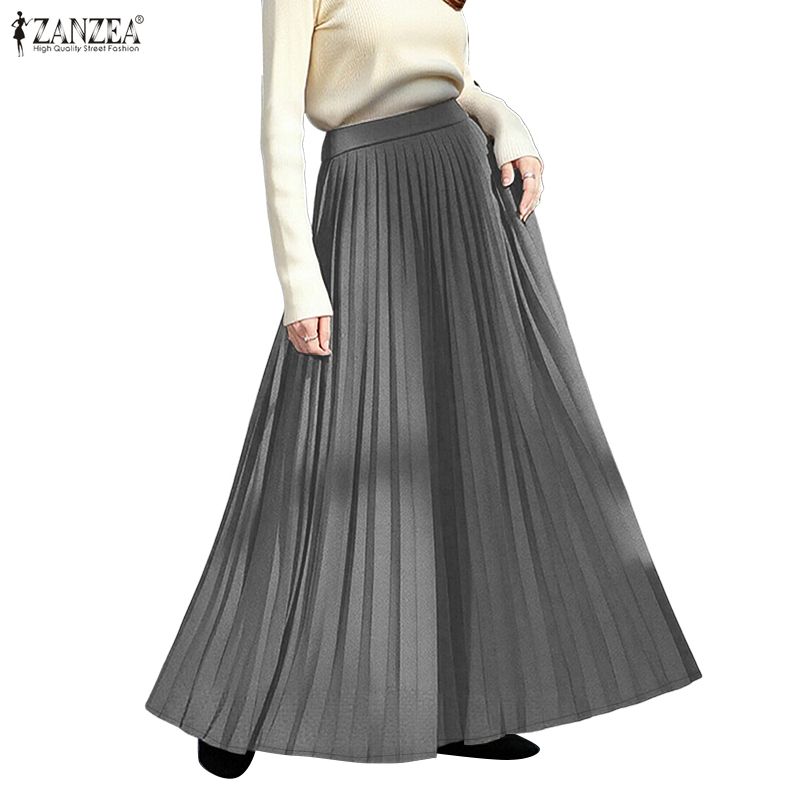 ZANZEA Женские повседневные свободные длинные юбки с эластичной резинкой на талии