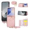 Кожаный чехол-кошелек Flip7 для Samsung Galaxy Z Flip 7 6 5 4 3 со слотом для карт, держателем-кольцом и ремешком через плечо, модный женский