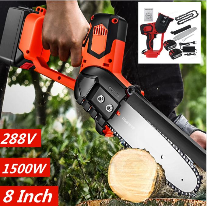 288V Electric Chain Saw Cordless One-Hand Power Saw Chainsaw Woodworking Wood Cutter with Battery Kit Garden Tools