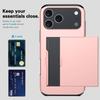 Чехол-слайдер Armor с карманом для карт для iPhone 16e 17 16 Pro Max 16 Plus Держатель слота для карт Кошелек Сдвижная крышка Ударопрочная защита Чехол для телефона