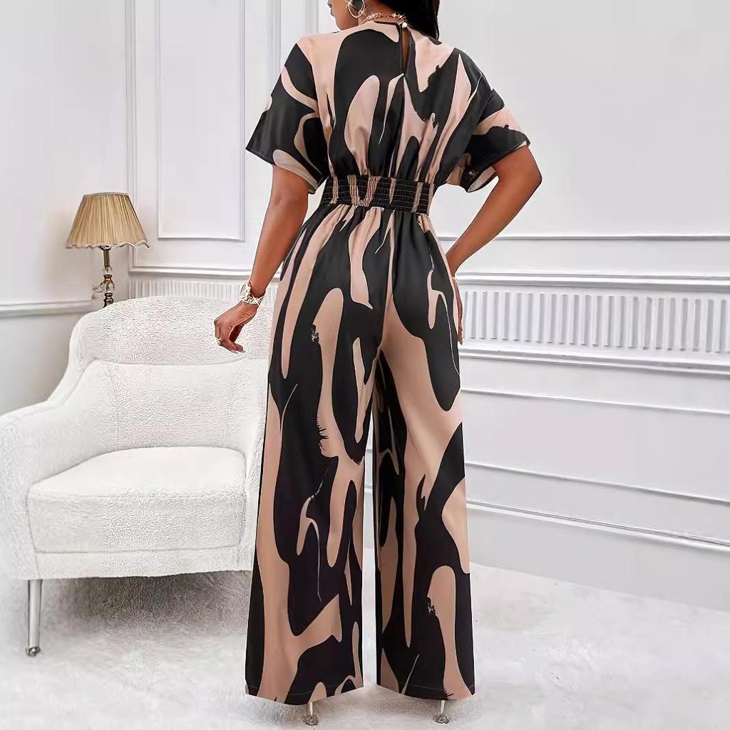 Женский комбинезон с широкими штанинами и короткими рукавами, весна/лето 2024 г.