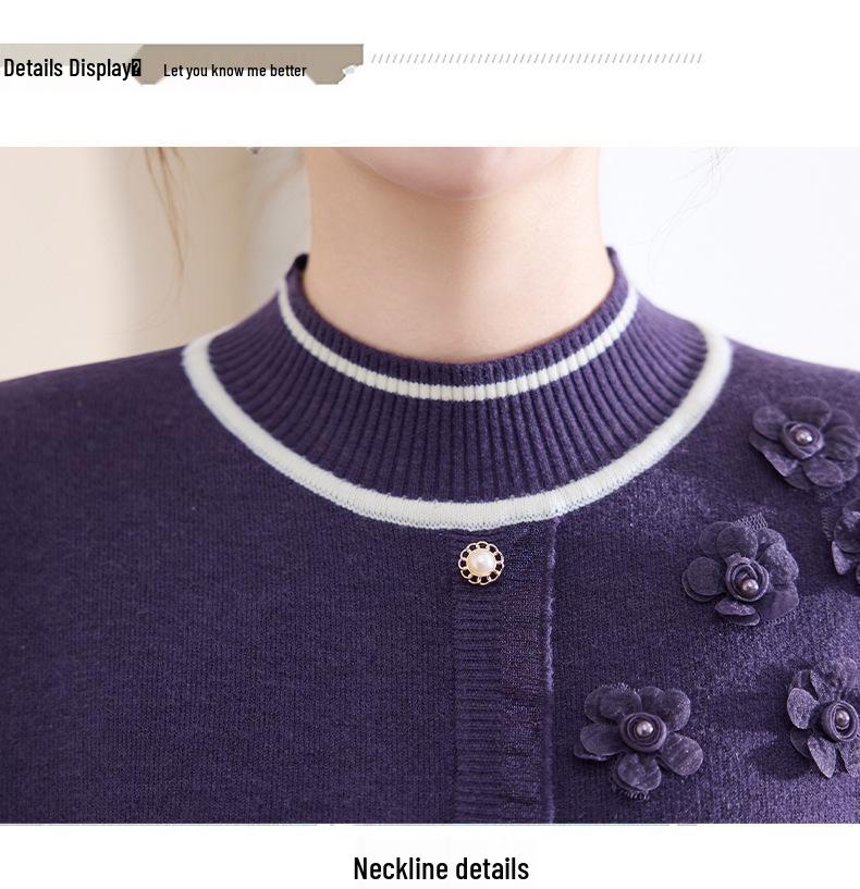 2025 Stylish Winter Fleece Top for Middle-Aged & Elderly Women - Half-High Collar Cozy Sweater with Plus Velvet Base Layer