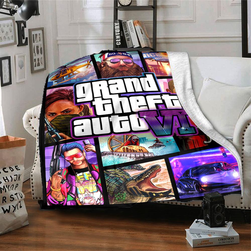 Gta Blanket Soft & Cozy Perfect for Bed Bedding Office Chair Four Seasons Universal Stylish Decor Unique Gift for Family and Friends Camping