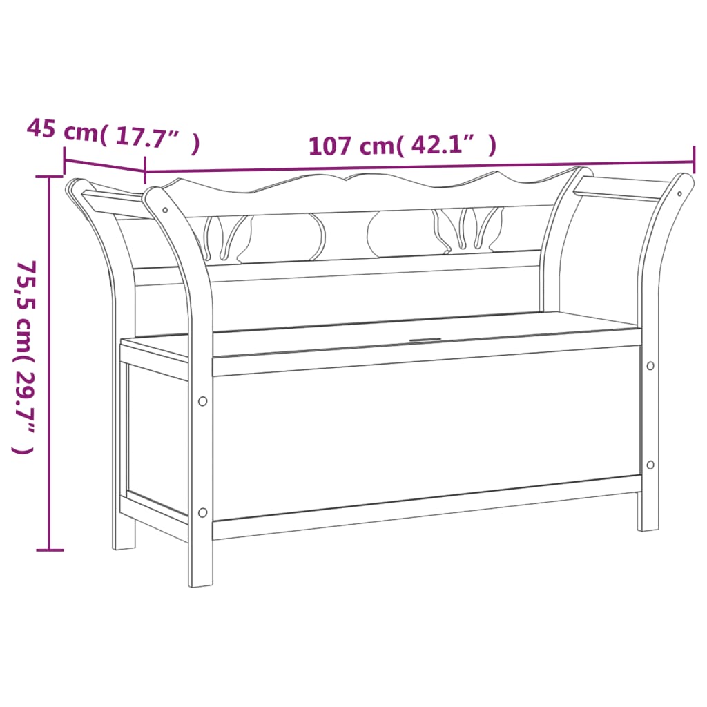 Bench 107x45x75.5 cm Solid Pine Wood