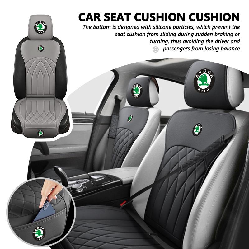 gztky3 For Skoda Car Seat Cover Leather Breathable Non-slip Seat Cushion S Kodiaq Octavia 2 3 Yeti Karoq Rapid Fabia VII VRS