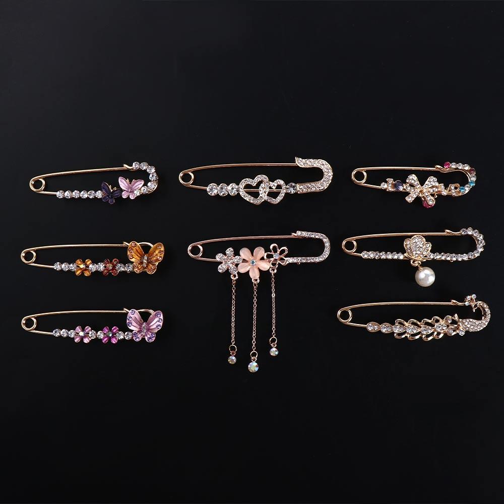 Coat Enamel Zinc Zinc Alloy Rhinestone Flower Butterfly Safety pin Corsage Accessories Jewelry Brooches Pin