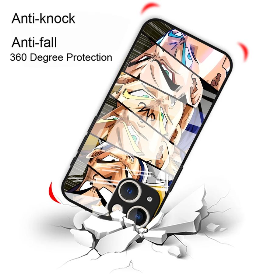 Чехол Art для iPhone 17 Pro Max Air 15 Plus 14 11 16 12 8 13 XR Стеклянная крышка для телефона Dragon Ball Goku