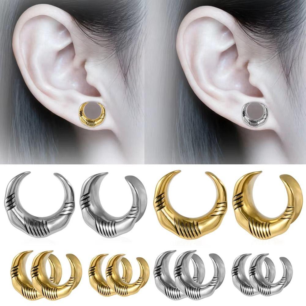 U Shape Ear Plugs Tunnels Stainless Steel Lobe Piercing Ear Cuff Gauges  Cartilage Helix Conch