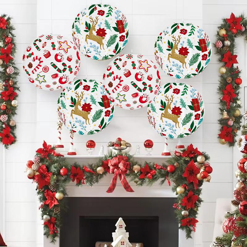 Christmas Hanging Lantern Chinese Paper Ball Lampion Christmas Festival Decoration Santa Xmas Gift Craft Decor Christmas Tree