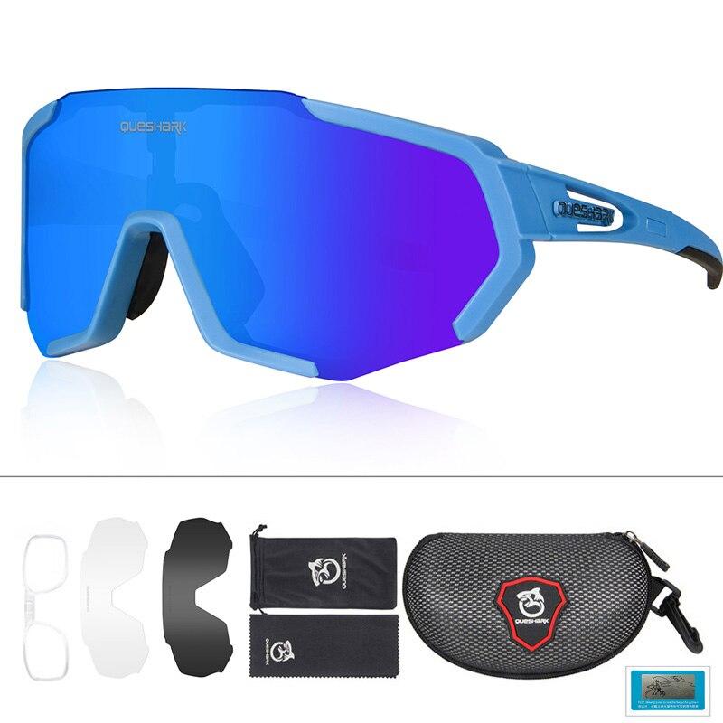 Queshark Cycling Glasses Polarized Sports Sunglasses Men Women with 3 Interchangeable Lens Anti-UV400 Bike Eyewear