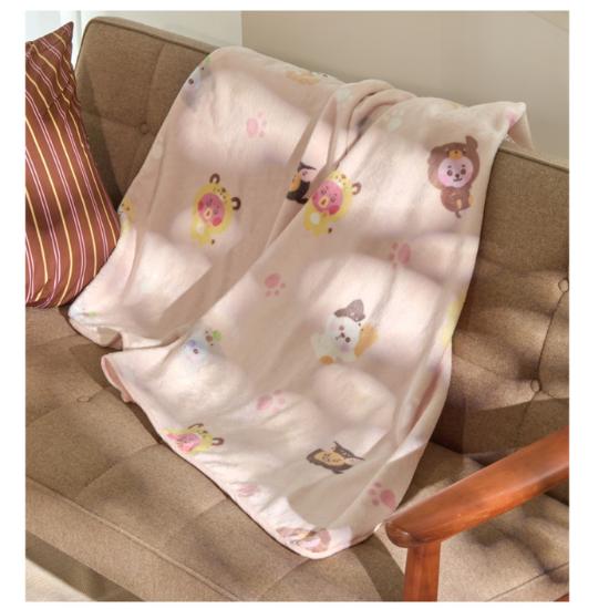 BT21 BABY “More Fluffy” Microfiber Lap Blanket 100×70 Cm – Soft K-Pop School & Office Throw