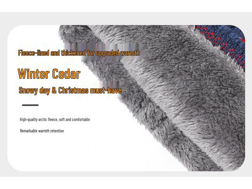 Красная вязаная шапка с флисовой подкладкой «Рождественская елка» - Унисекс, Двухслойная для снежных дней (В наличии)