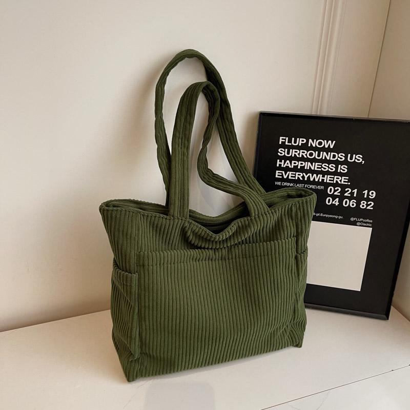 Большая вместительная сумка-тоут, однотонная женская вельветовая сумка через плечо, сумка через подмышку