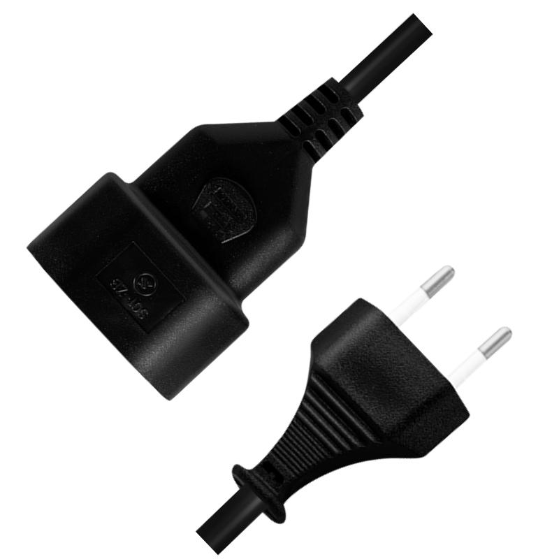 CEE7/16 power extension cord, black, 1 m - LogiLink, Euro plug