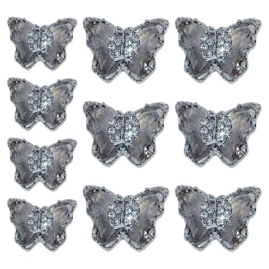 10 шт., ювелирные изделия для ногтей с бабочками, двухслойные сверкающие стразы, привлекательные украшения для дизайна ногтей, женские аксессуары