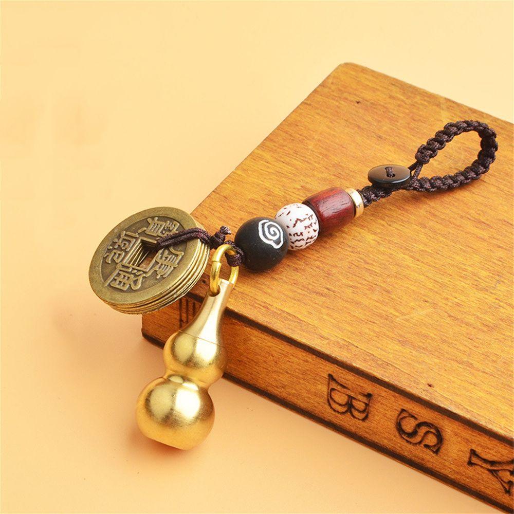 Keychains Necklace Decor Jewelry Pendant Hollow Gourd Keychain Hanging Brass Gourd