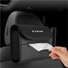 dncr6 PU Car Tissue Box Sun Visor Seat Back Hanging Mount Car Badge Storage For Honda Fit Civic Jazz Accord CR-Z VTEC Vezel Insight
