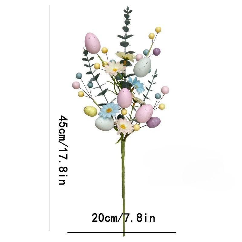 1-10PCS Easter Egg Floral Stems Artificial Daisy Eucalyptus and Berry Sprigs for Vase Centerpiece and Spring Home Decor
