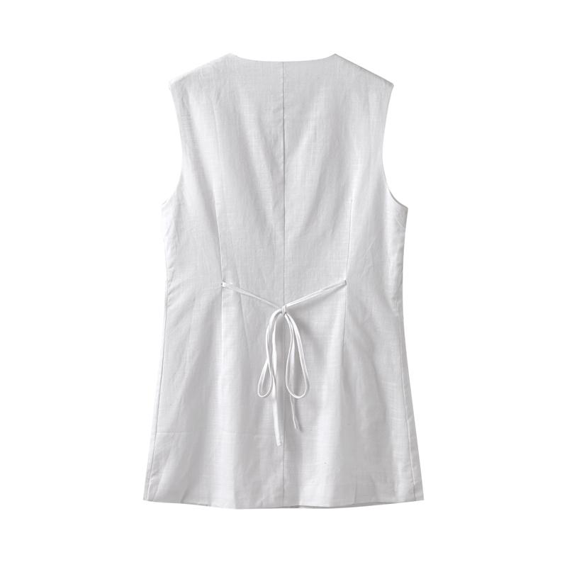 Женский черный жилет однобортный с круглым вырезом без рукавов тонкий тонкий пиджак на шнуровке топы блейзер жилет женский офисный длинный жилет