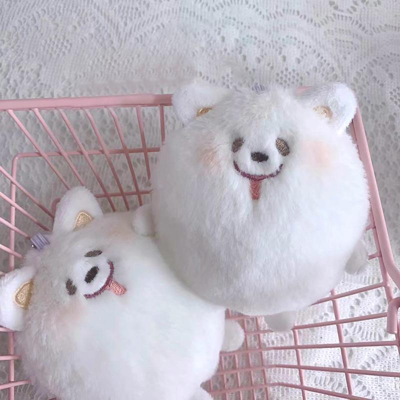 Плюшевая подвеска в виде маленькой белой собаки самоеда, брелок для ключей, мягкая кукла, брелок для ключей от машины, сумка, декор, подарок