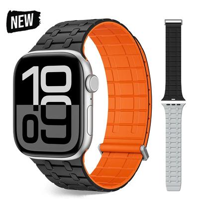 Спортивный силиконовый ремешок для Apple Watch Ultra 2/1 49 мм 10 9 8 7 46 мм 45 мм Магнитный ремешок для Iwatch 6 5 4 SE 44 мм Мужской браслет