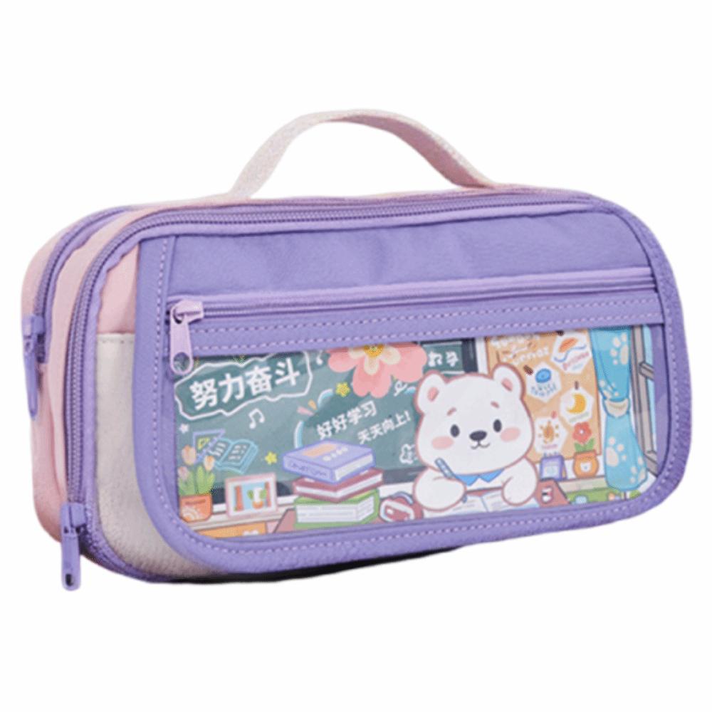 Bear 9 Layers Pencil Case Large Capacity Pen Organizer Pouch Trendy Pencil Storage Bag Kids Gift