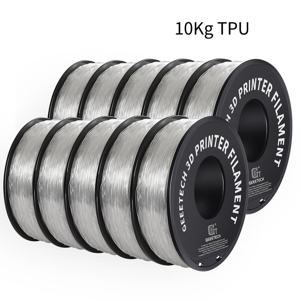 GEEETECH 10Kg TPU 3D Printer Filament Material 1kg 2.2LBS/Spool 1.75mm Plastic Vacuum Packaging Non-Toxic Shore Hardness 95A