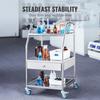 VEVOR Lab Serving Cart, 3 Layers Stainless Steel Utility Rolling Cart, Medical Cart with A Drawer, Dental Utility Cart with Lockable Wheels