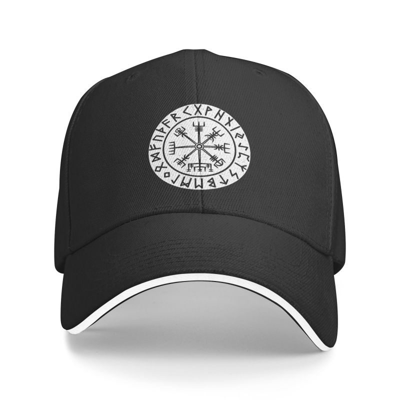 Punk Vegvisir Runes Viking Baseball Cap for Unisex Women Adjustable Vikings Compass Tattoo Dad Hat Performance