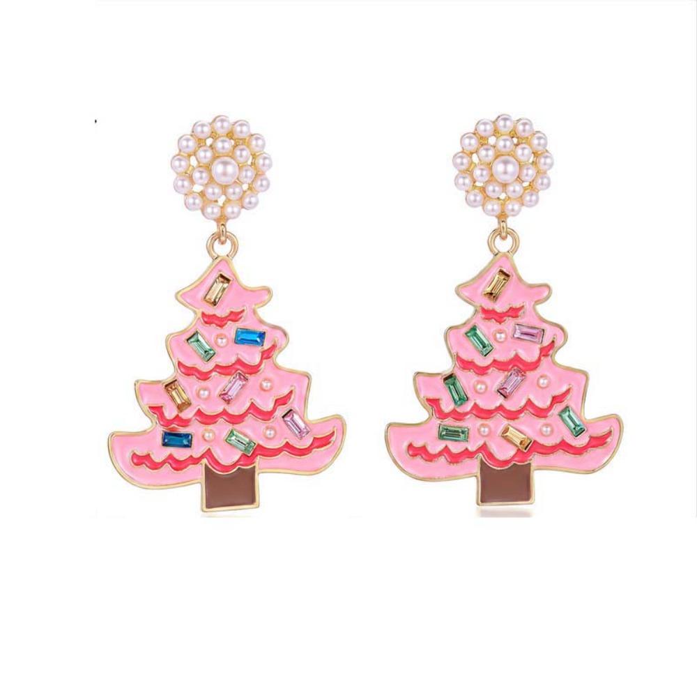 Crystal Christmas Tree Earrings Colorful Crystal Xmas Studs Rhinestone Drop Ear Fashion Women