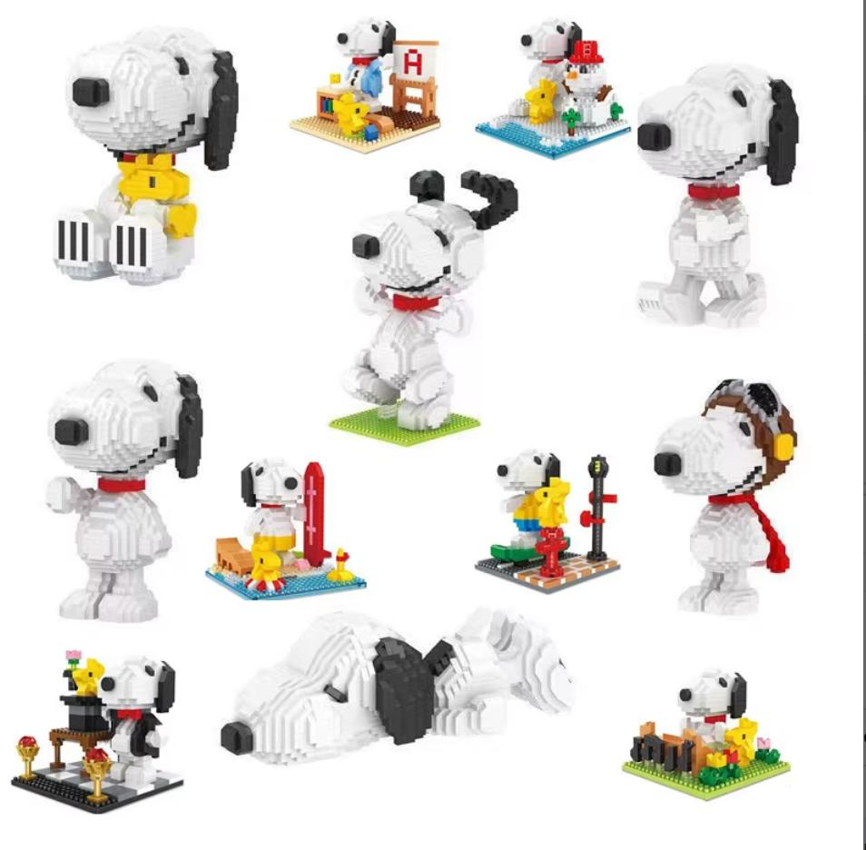 Cartoon Dog Series Micro Particle Building Blocks, DIY Plastic Assemble Bricks Toy, Animal Figure Puzzle Gift for Kids & Adults