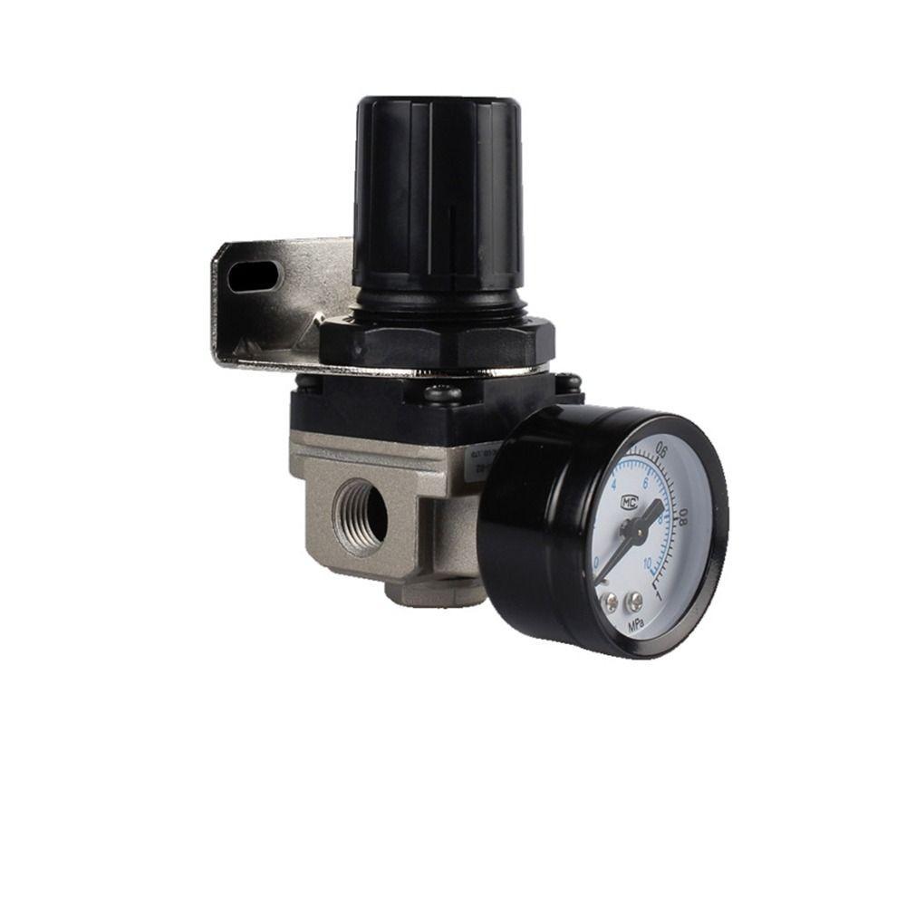 Black Air Pressure Regulator 1/4inch Air Compressor Bracket Reducing Valve Adjustable Valve