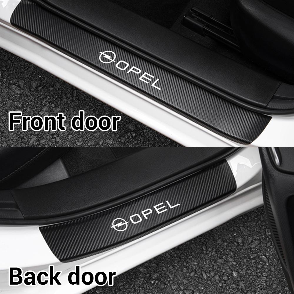 AAAYT1 4PC Carbon Fiber Car Door Sill Protector Film Auto Threshold Stickers For Opel Mokka Corsa Meriva Zafira Astra H G Vectra Antara