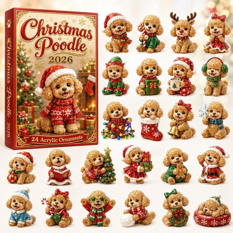 2026 Dog-Themed Christmas Advent Calendar Acrylic Blind Box Gift Kids Adults Decorative Hanging Ornament