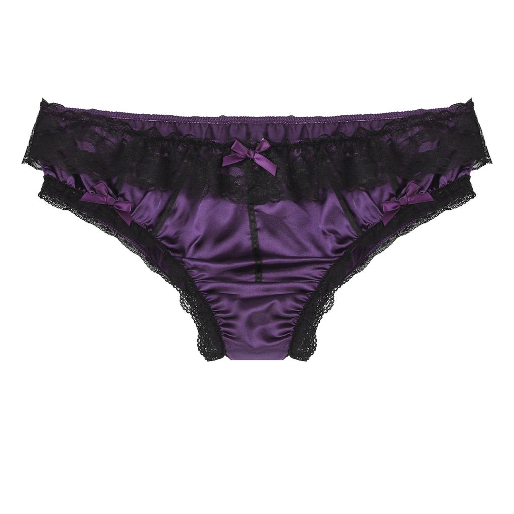Мужское сексуальное нижнее белье с рюшами и кружевной отделкой, бикини, атласные трусы, трусики-стринги, нижнее белье