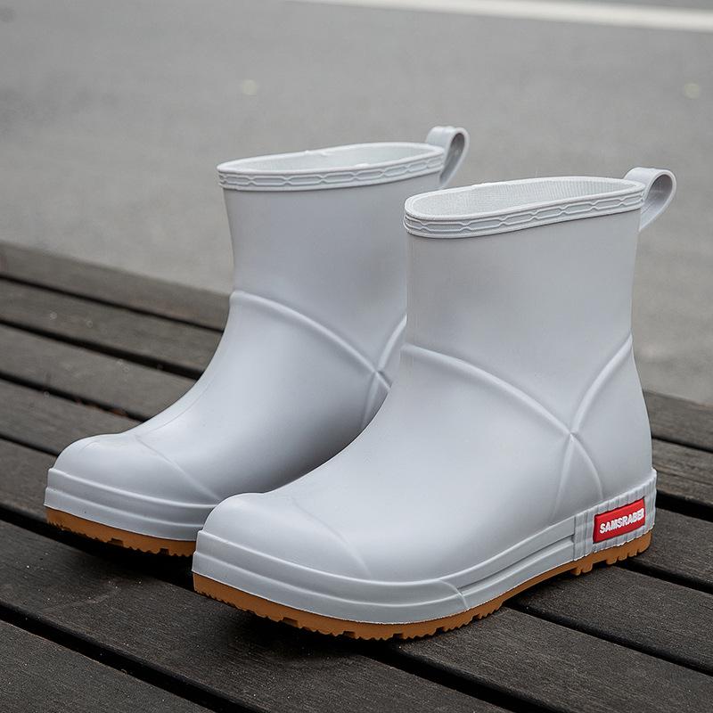 Женские новые водонепроницаемые короткие сапоги-трубы для взрослых, нескользящие, бархатные, теплые, резиновые сапоги