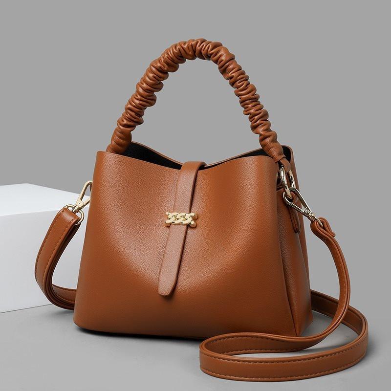 Chic Bucket Bag For Women 2023 Trendy Soft Pu Leather Shoulder Crossbody Style