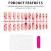 24Pcs French Fake Nails with Cherry Heart Design Fashionable Sweet And Cool Style Manicure for Woman
