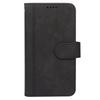 For iPhone 16 Leather Case Line Pattern Wallet Phone Cover with 9 Card Slots - Black