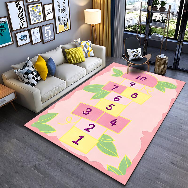Cute Lion Hopscotch Rug for Kids Suitable for use as an anti-slip game mat for living room and bedroom sofas